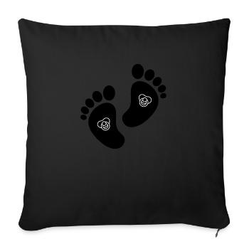 Pieds de bébé avec design tétine - idée cadeau sucrée - Housse de coussin décorative 45 x 45 cm - noir - Devant