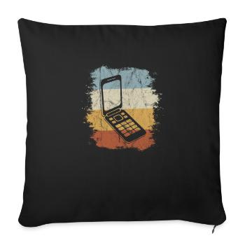 Rétro Old School Folding Phone Vintage Flipphone - Housse de coussin décorative 45 x 45 cm - noir - Devant