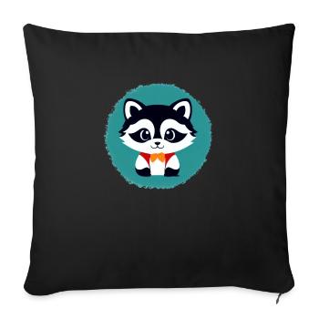 Ratons laveurs Mignon Cartoon Raton laveur 14 - Housse de coussin décorative 45 x 45 cm - noir - Devant
