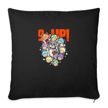 Gaming Gamer 9 Life Cat Level Up Chaton chat drôle - Housse de coussin décorative 45 x 45 cm - noir - Devant