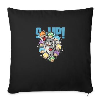 Gaming Gamer 9 Life Cat Level Up Kitten - Housse de coussin décorative 45 x 45 cm - noir - Devant