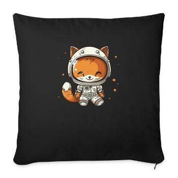 Kawaii Cute Happy Astronaut Fox - Sofa pillowcase 17,3'' x 17,3'' (45 x 45 cm) - black - Front