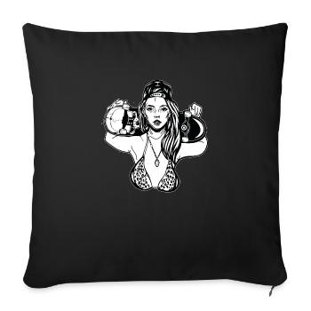 Skatergirl // Illustration - Housse de coussin décorative 45 x 45 cm - noir - Devant