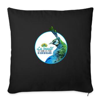 Paon - Housse de coussin décorative 45 x 45 cm - noir - Devant