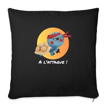 Tortue pirate, à l'attaque ! - Housse de coussin décorative 45 x 45 cm - noir - Devant