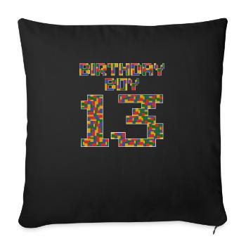 Mignon 13th Birthday Gift 13 ans Bâtiment en bloc - Housse de coussin décorative 45 x 45 cm - noir - Devant