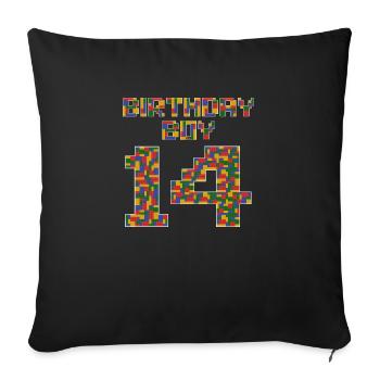 Mignon 14th Birthday Gift 14 ans Bâtiment en bloc - Housse de coussin décorative 45 x 45 cm - noir - Devant