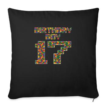 Mignon 17th Birthday Gift 17 ans Bâtiment en bloc - Housse de coussin décorative 45 x 45 cm - noir - Devant