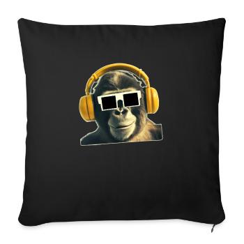 Cool monkey with headphones and glasses - Sofa pillowcase 17,3'' x 17,3'' (45 x 45 cm) - black - Front