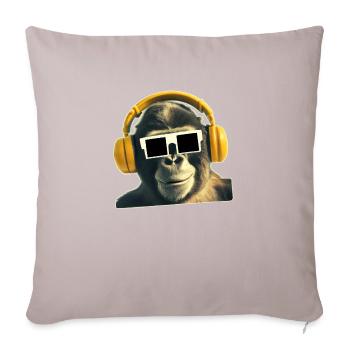 Cool monkey with headphones and glasses - Sofa pillowcase 17,3'' x 17,3'' (45 x 45 cm) - light taupe - Front