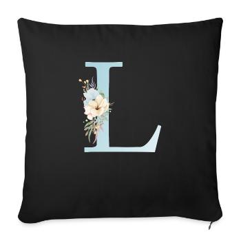 Customizable Monogram L Floral - Sofa pillowcase 17,3'' x 17,3'' (45 x 45 cm) - black - Front