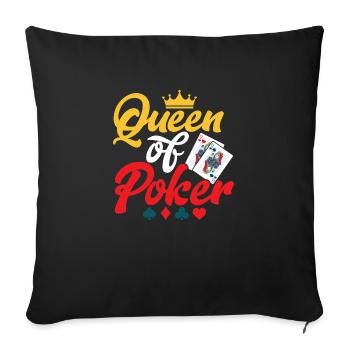 Reine du jeu de carte de poker - Housse de coussin décorative 45 x 45 cm - noir - Devant