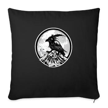 Black raven with mystical moon in the background - Sofa pillowcase 17,3'' x 17,3'' (45 x 45 cm) - black - Front