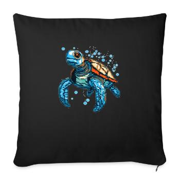 Turtle est composé de pixels - Housse de coussin décorative 45 x 45 cm - noir - Devant