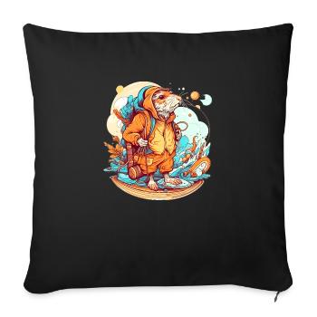 Le rat-taupe lors d’une longue promenade - Housse de coussin décorative 45 x 45 cm - noir - Devant