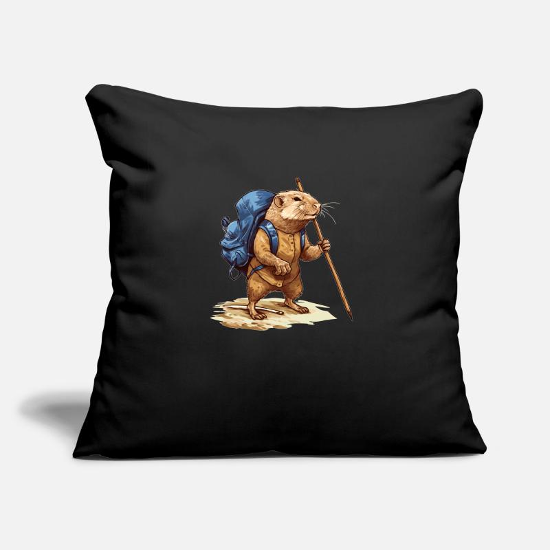 Mole rat with backpack and walking stick Sofa pillowcase 17,3'' x 17,3'' (45 x 45 cm)