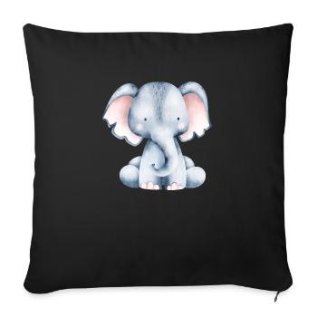 Mignon petit éléphant - Housse de coussin décorative 45 x 45 cm - noir - Devant