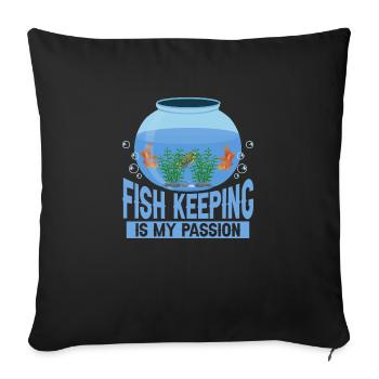 La pisciculture est ma passion Propriétaire d’aquarium Fish Kee - Housse de coussin décorative 45 x 45 cm - noir - Devant