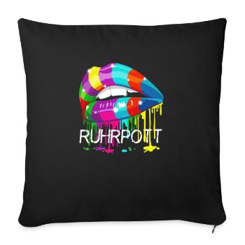 Ruhrpott Rainbow Lips - Sofakissenbezug 45 x 45 cm - Schwarz - Vorne