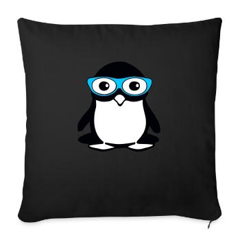 Cute penguin with glasses, vector illustration - Sofa pillowcase 17,3'' x 17,3'' (45 x 45 cm) - black - Front
