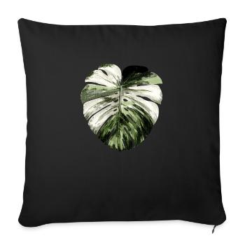 Monstera deliciosa albo variegata Fan - Sofakissenbezug 45 x 45 cm - Schwarz - Vorne