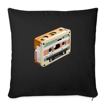 Illustration de cassette rétro - Vintage - Housse de coussin décorative 45 x 45 cm - noir - Devant