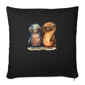 Platypus pair watercolor - Sofa pillowcase 17,3'' x 17,3'' (45 x 45 cm) - black - Front