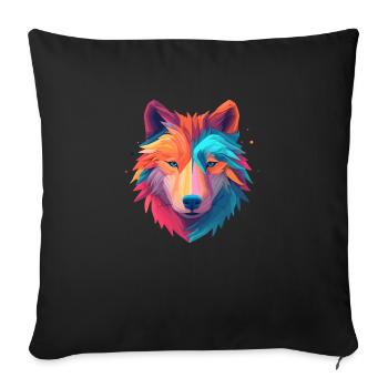 Wolf in happy colorful minimal design - Sofa pillowcase 17,3'' x 17,3'' (45 x 45 cm) - black - Front