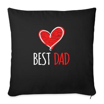Mignon Meilleur papa Coeur Amour Fête des Pères Papa - Housse de coussin décorative 45 x 45 cm - noir - Devant