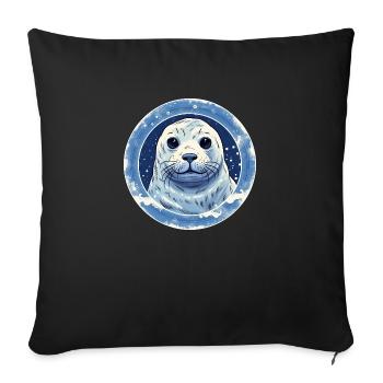 Cute seal - Sofa pillowcase 17,3'' x 17,3'' (45 x 45 cm) - black - Front