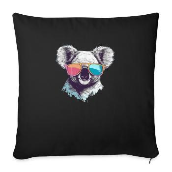 Timy le koala à lunettes - Housse de coussin décorative 45 x 45 cm - noir - Devant