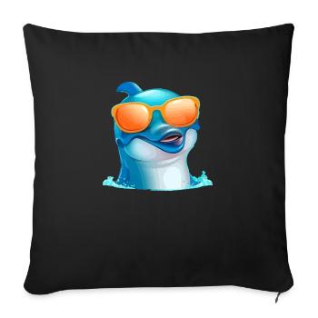 Chas the bespectacled dolphin - Sofa pillowcase 17,3'' x 17,3'' (45 x 45 cm) - black - Front