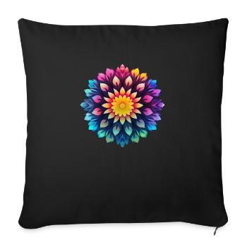 Multicolored Floral Psychedelic Mandala - Sofa pillowcase 17,3'' x 17,3'' (45 x 45 cm) - black - Front