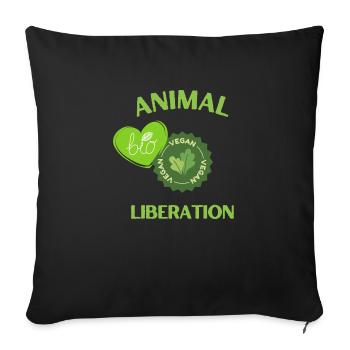 Vegan bio, Libération animale - Housse de coussin décorative 45 x 45 cm - noir - Devant