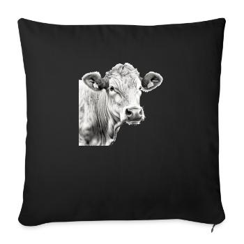 The cow in pencil n°3 - Sofa pillowcase 17,3'' x 17,3'' (45 x 45 cm) - black - Front