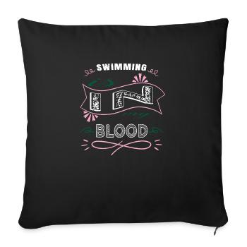 swim bike run sport funny swimming birthday - Sofa pillowcase 17,3'' x 17,3'' (45 x 45 cm) - black - Front