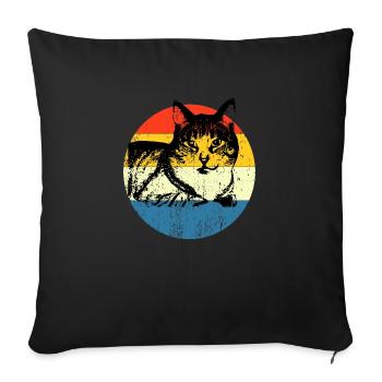 Retro Vintage Cute Cat Sunset Design - Sofa pillowcase 17,3'' x 17,3'' (45 x 45 cm) - black - Front