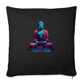 Bouddha bleu dans la méditation contemplation dualité - Housse de coussin décorative 45 x 45 cm - noir - Devant