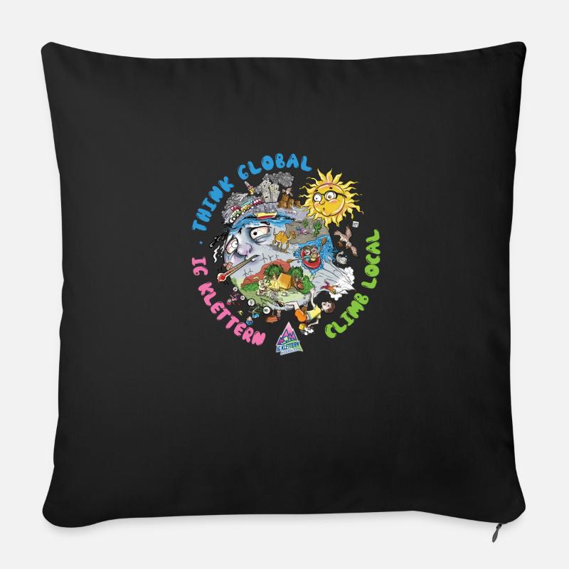 Think Global Climb Local Heller Hintergrund - Sofakissenbezug 45 x 45 cm - Schwarz