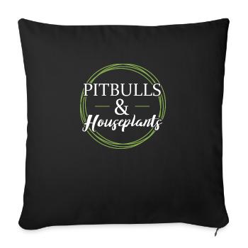 Pitbulls and houseplants - Sofa pillowcase 17,3'' x 17,3'' (45 x 45 cm) - black - Front