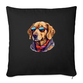 Golden retriever dans la rue | Amoureux des chiens - Housse de coussin décorative 45 x 45 cm - noir - Devant