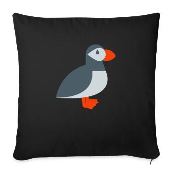 Puffin bird - Sofa pillowcase 17,3'' x 17,3'' (45 x 45 cm) - black - Front