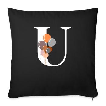 Letter u birthday balloon - Sofa pillowcase 17,3'' x 17,3'' (45 x 45 cm) - black - Front