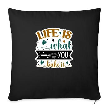 La vie est ce que vous faites cuire - Housse de coussin décorative 45 x 45 cm - noir - Devant