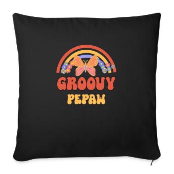 Retro Groovy Pepaw Grandpa Hippie Family Matching - Sofa pillowcase 17,3'' x 17,3'' (45 x 45 cm) - black - Front