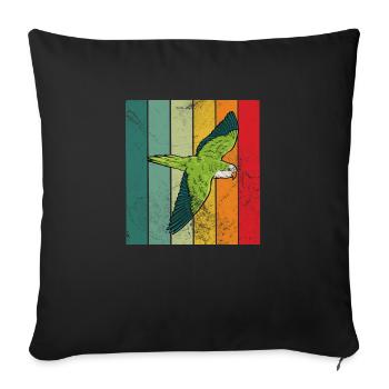 Quaker parrot retro - Sofakissenbezug 45 x 45 cm - Schwarz - Vorne