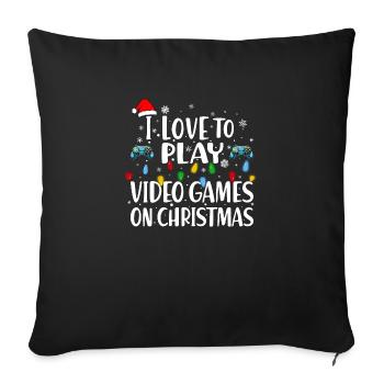 i Love to Play Video Games On Christmas - Sofa pillowcase 17,3'' x 17,3'' (45 x 45 cm) - black - Front