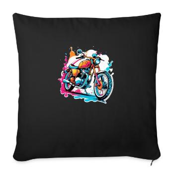 moto vintage style retro - graffiti - Housse de coussin décorative 45 x 45 cm - noir - Devant
