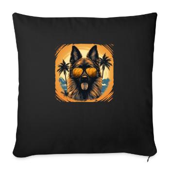 German Shepherd with sunglasses - Sofa pillowcase 17,3'' x 17,3'' (45 x 45 cm) - black - Front