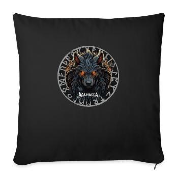 Loup Viking avec boussole Vegvisir Vikings - Housse de coussin décorative 45 x 45 cm - noir - Devant